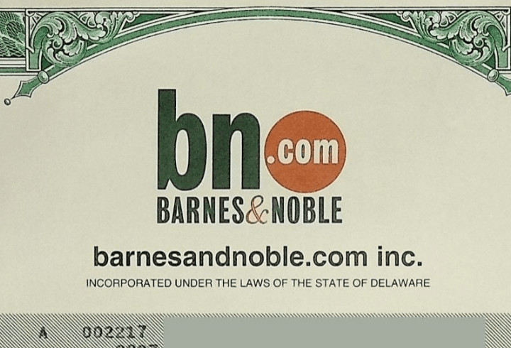 Barnes & Noble Stock Certificate - 2003 dot com