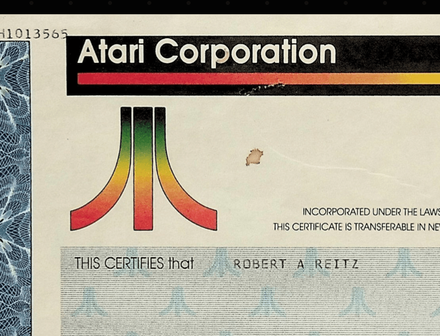 Atari Stock Certificate