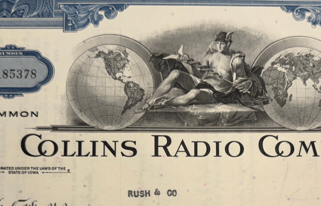 Collins Radio Stock Certificate