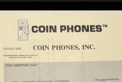 Coin Phones, Inc Stock Certificate