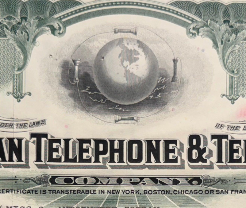 AT&T Green Stock Certificate (American Telephone & Telegraph Company)