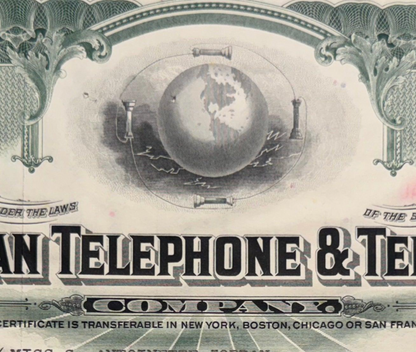 AT&T Green Stock Certificate (American Telephone & Telegraph Company)