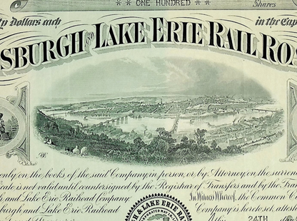 Pittsburgh and Lake Erie Railroad Co Stock Certificate from 1950s