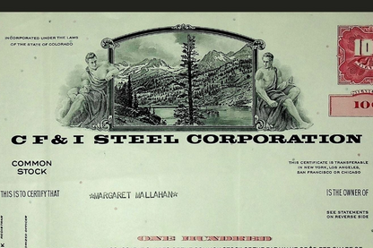 CF&I (Colorado Fuel and Iron) Steel Corporation Stock Certificate from 1969