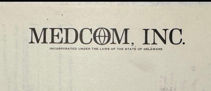 Medcom Inc (now Baxter) Stock Certificate