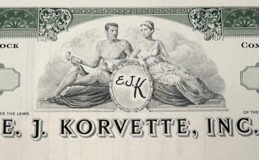 E.J. Korvette Inc Stock Certificate (discount store) from 1960s