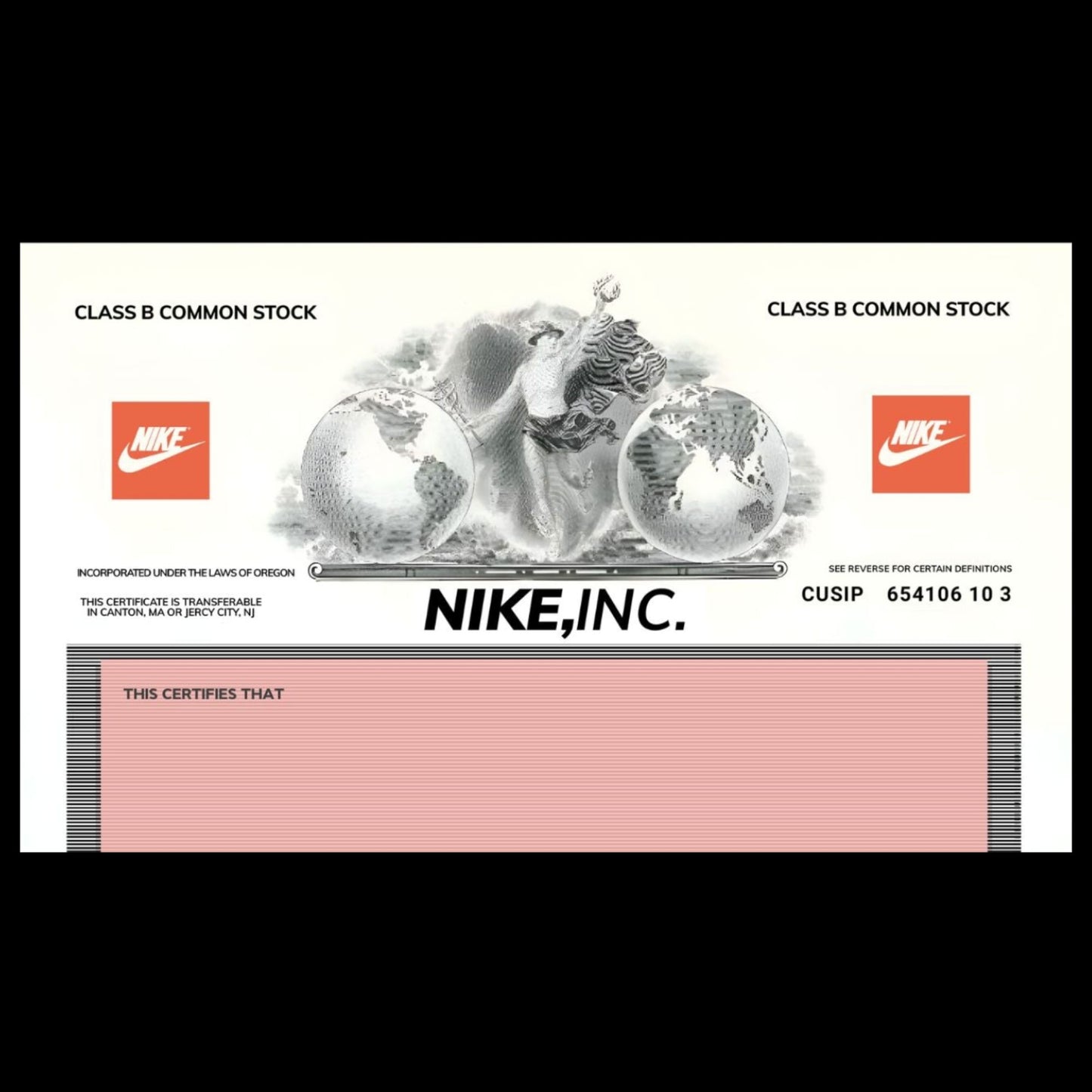 Nike, Inc Stock Certificate Replica Postcard