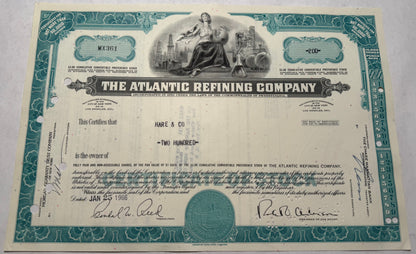 The Atlantic Refining Company Stock Certificate,