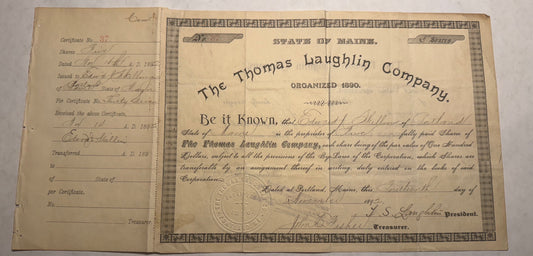 ertificate from the Thomas Laughlin Company issued in 1981