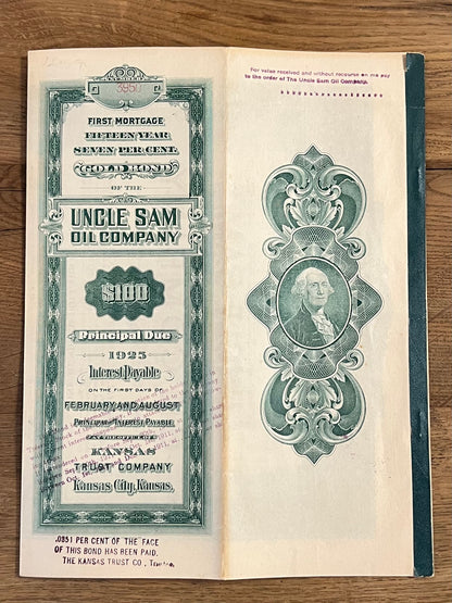 Uncle Sam Oil Company Bond Certificate