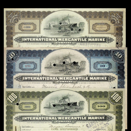International Mercantile Marine (Titanic) Company Stock Certificate from 1910s