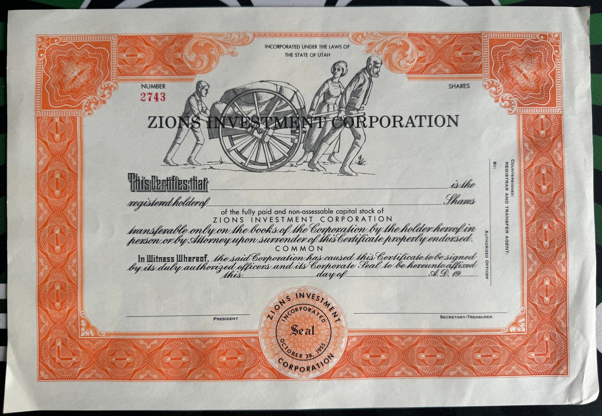 Zion Investment Certificate