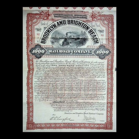 Brooklyn and Brighton Beach Railroad Company Bond 1896