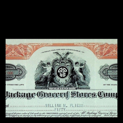 All Package Grocery Stores Company Stock Certificate from 1919