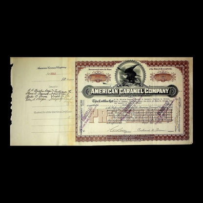 American Caramel Company Stock Certificate from Early 1900s