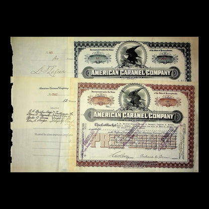 American Caramel Company Stock Certificate from Early 1900s