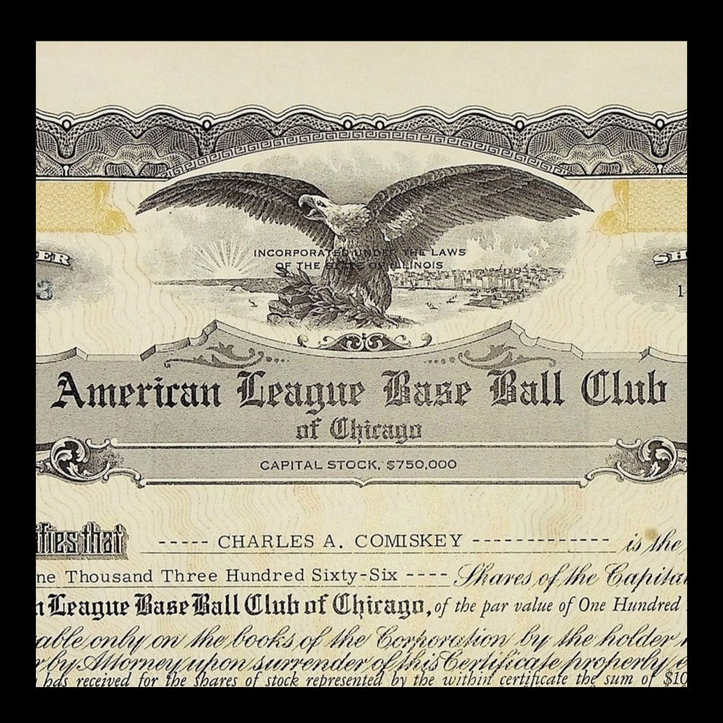 American League Base Ball Club Stock Certificate from 1961