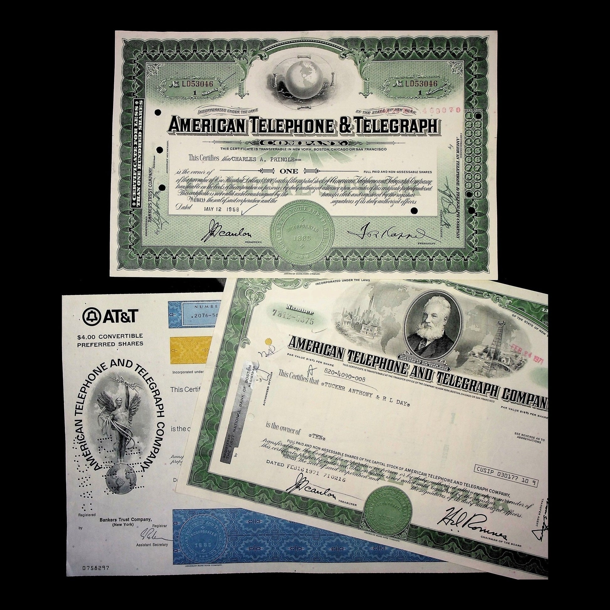 American Telephone & Telegraph Company Stock Certificate from 1955