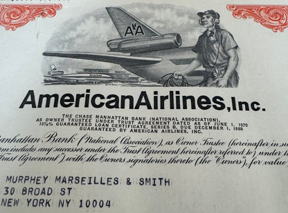 American Airlines Bond Certificate