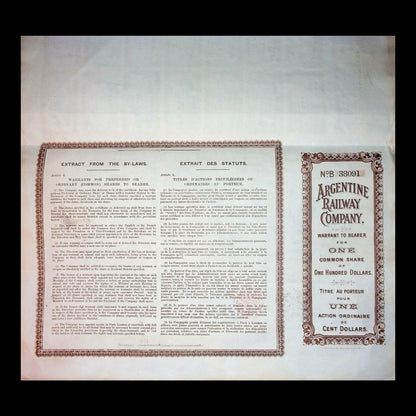 Argentine Railway Company Stock Certificate