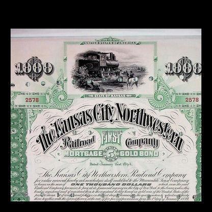 Arkansas City Northwestern Railroad Company Bond from 1894