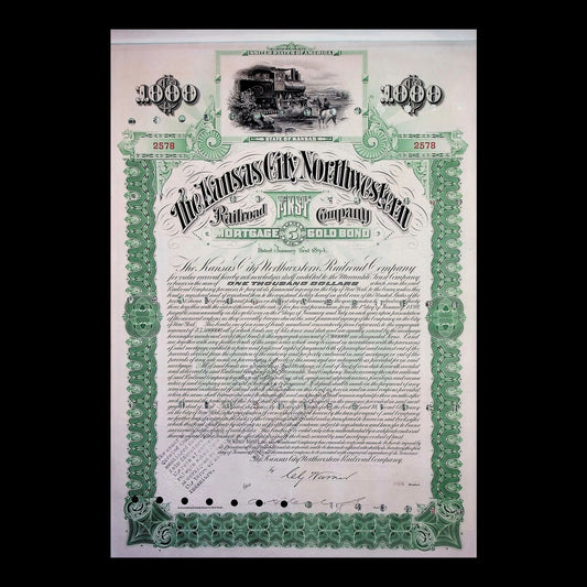 Arkansas City Northwestern Railroad Company Bond from 1894