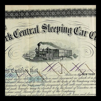 New York Central Sleeping Car Company Stock Certificate from 1878