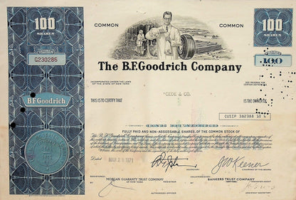 BF Goodrich Bond Certificate - Tire Company