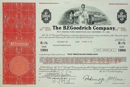 BF Goodrich Bond Certificate - Tire Company