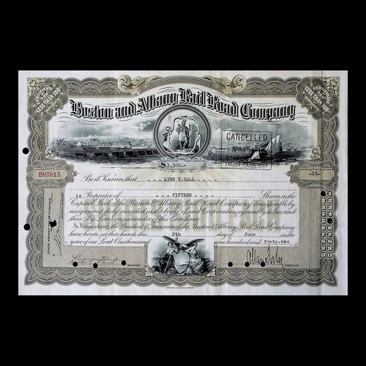 Boston & Albany Railroad Company Stock Certificate from 1940s