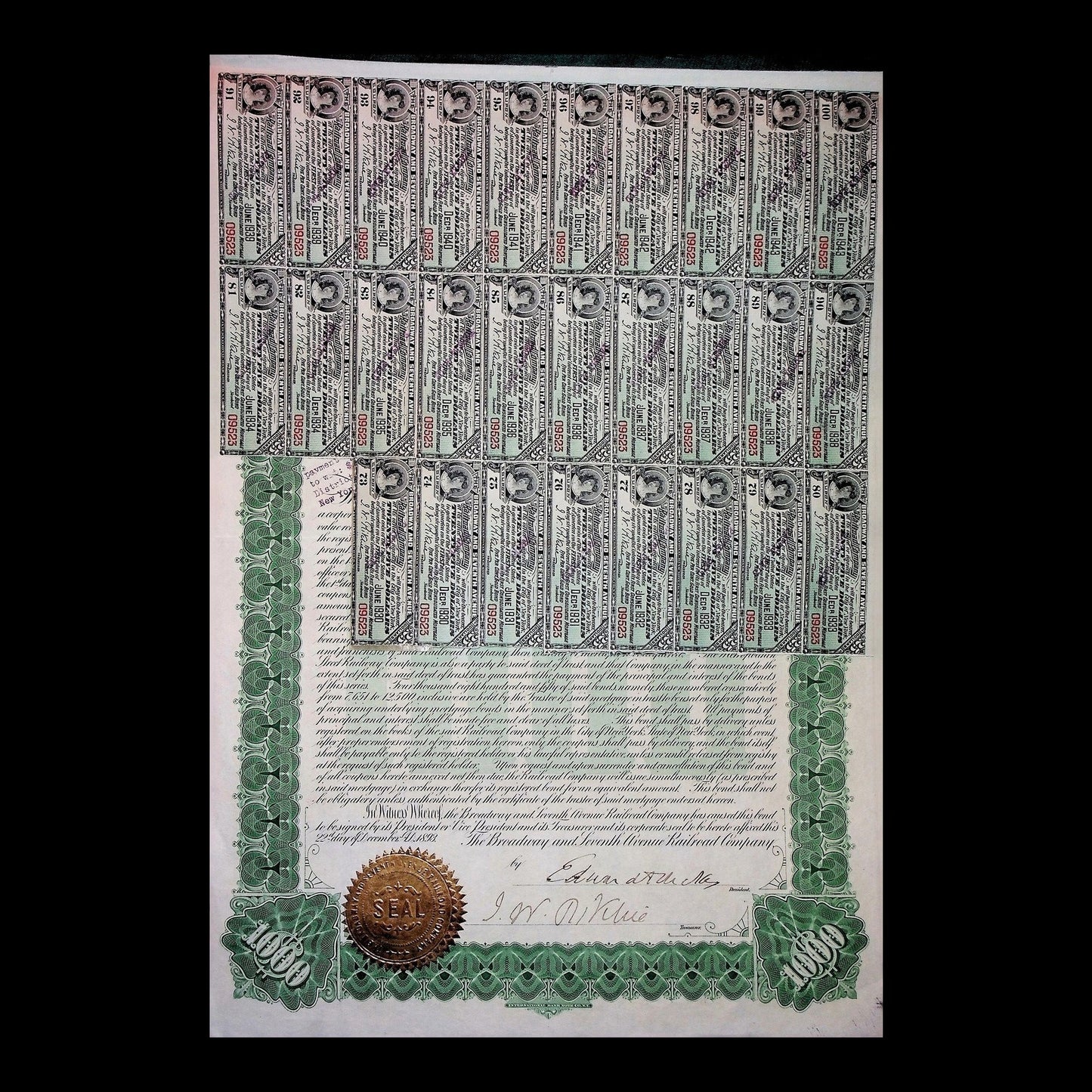 Broadway and Seventh Avenue Railroad Company Bond