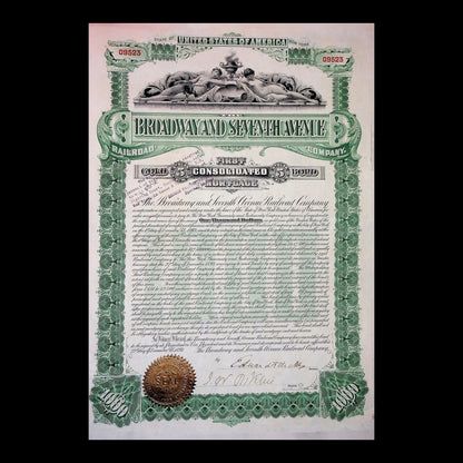 Broadway and Seventh Avenue Railroad Company Bond