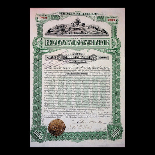 Broadway and Seventh Avenue Railroad Company Bond