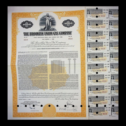Brooklyn Union Gas Company Bond from 1976 now NationalGrid (Keyspan)