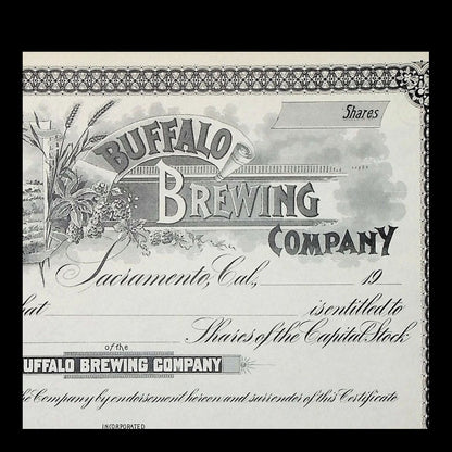 Buffalo Brewing Company Stock Certificate from 1886