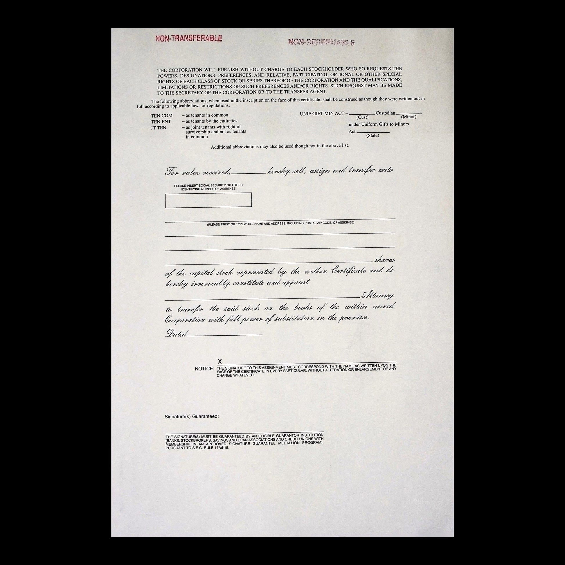 Burger King Holdings Stock Certificate from 2010