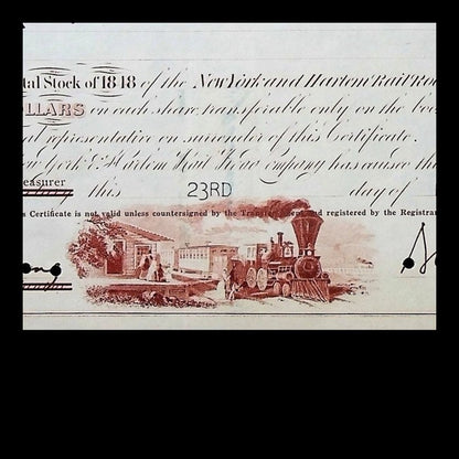 New York and Harlem Railroad Company Stock Certificate from 1962
