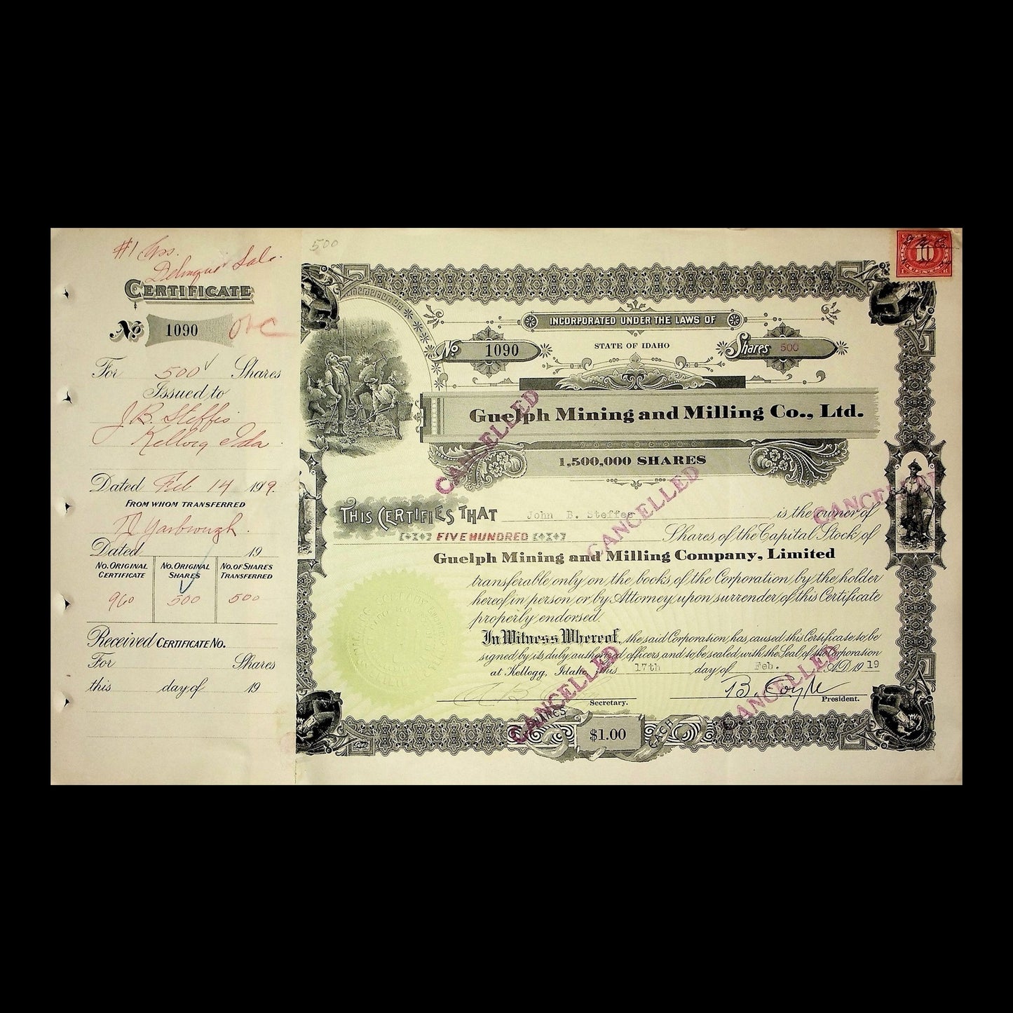 Capital Stock Certificate from 1920