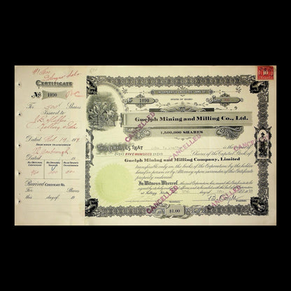 Capital Stock Certificate from 1920