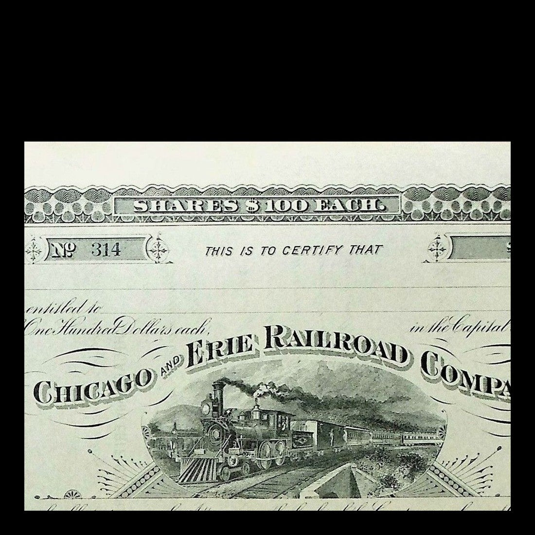 Chicago and Erie Railroad Company Stock Certificate Template