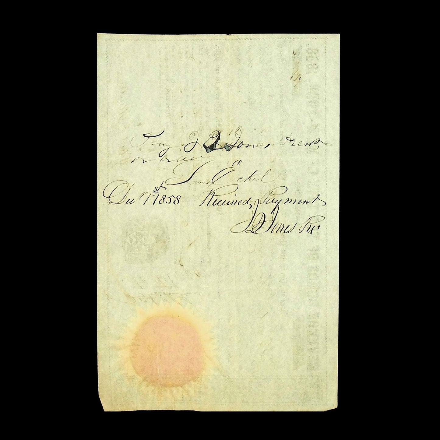 City of New York Revenue Bond from 1858