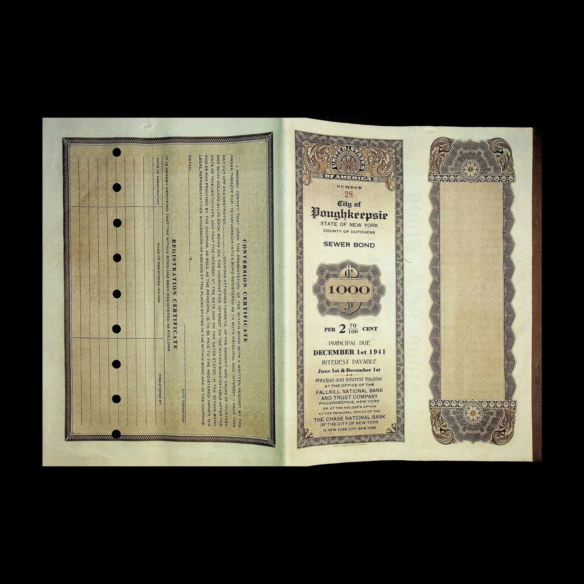 City of Poughkeepsie Bond from 1924