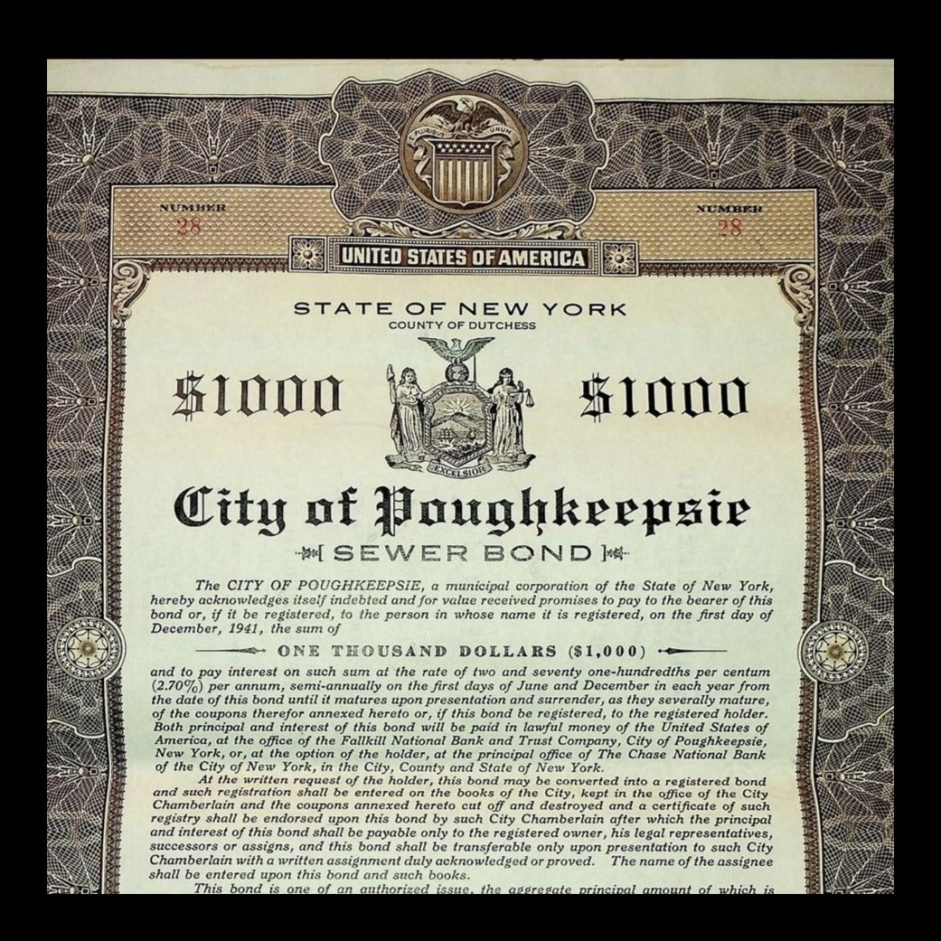 City of Poughkeepsie Bond from 1924