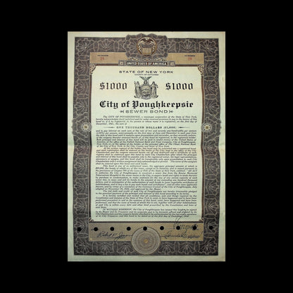 City of Poughkeepsie Bond from 1924