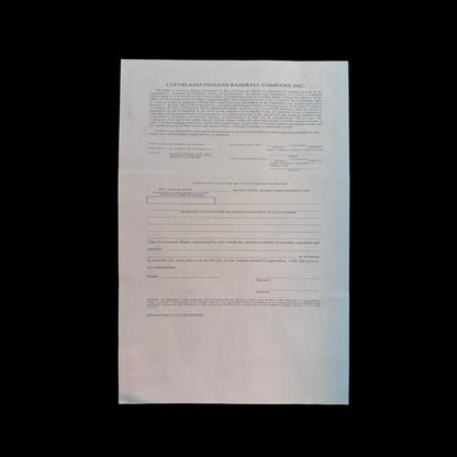 Cleveland Indians Baseball Company Stock Certificate from 1998