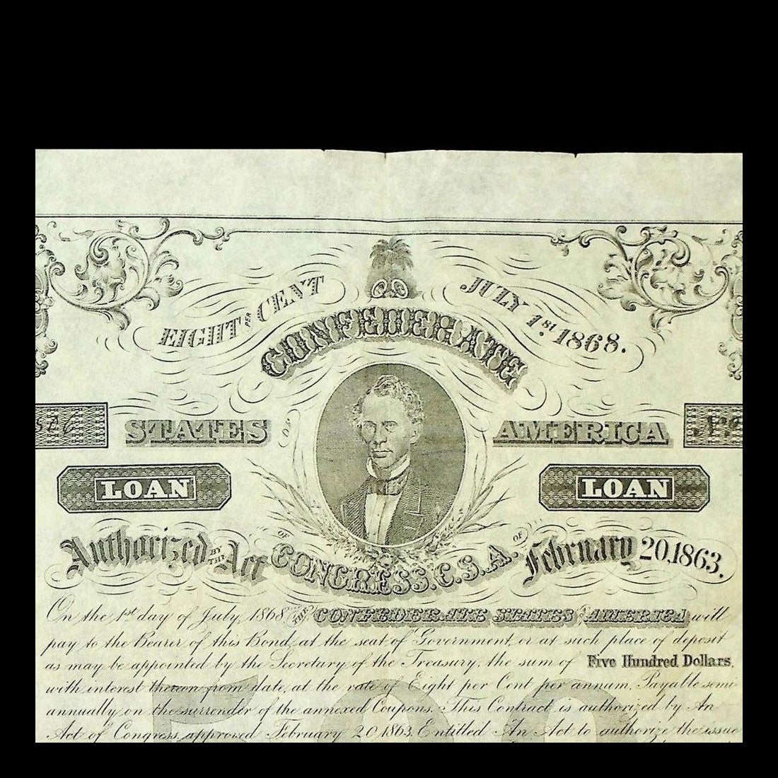 Confederate States of America Bond from 1863