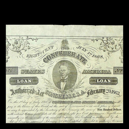Confederate States of America Bond from 1863