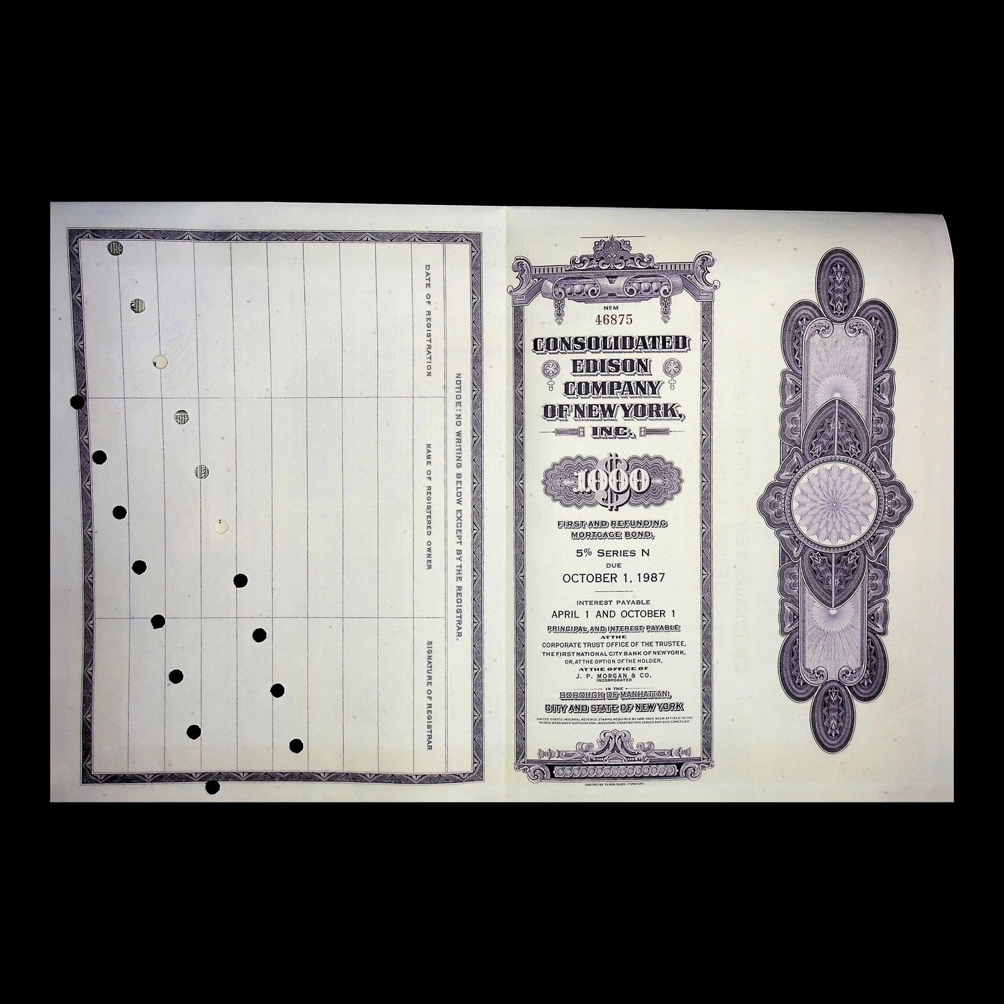 Consolidated Edison Company Bond from 1957
