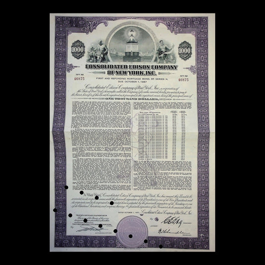 Consolidated Edison Company Bond from 1957