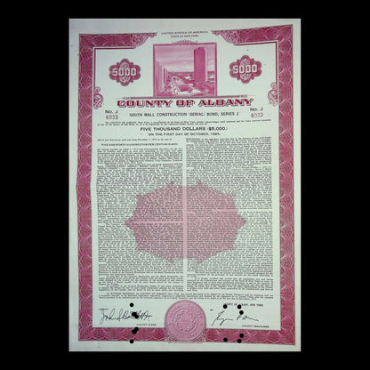 County of Albany Bond from 1965